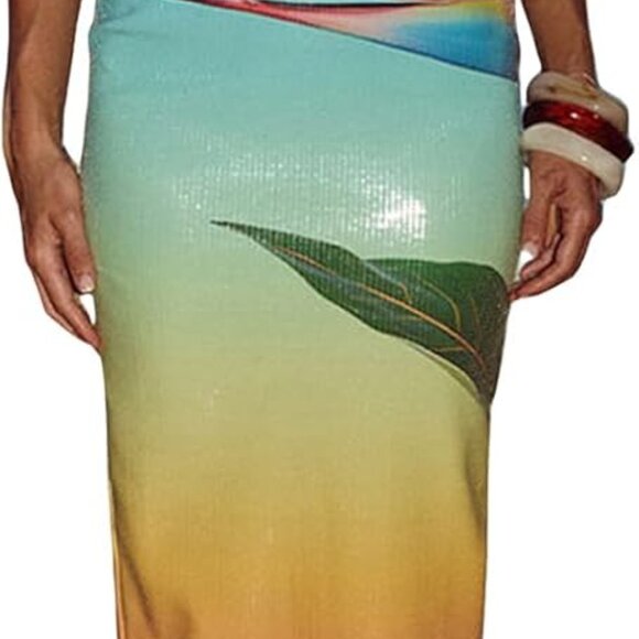 Women Maxi Dress Floral Print Spaghetti Strap Backless Slim Fit Summer - Picture 1 of 4